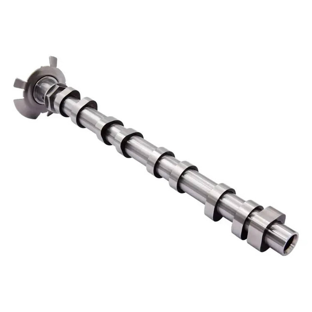 Camshaft shaft with metal gear and end sprocket