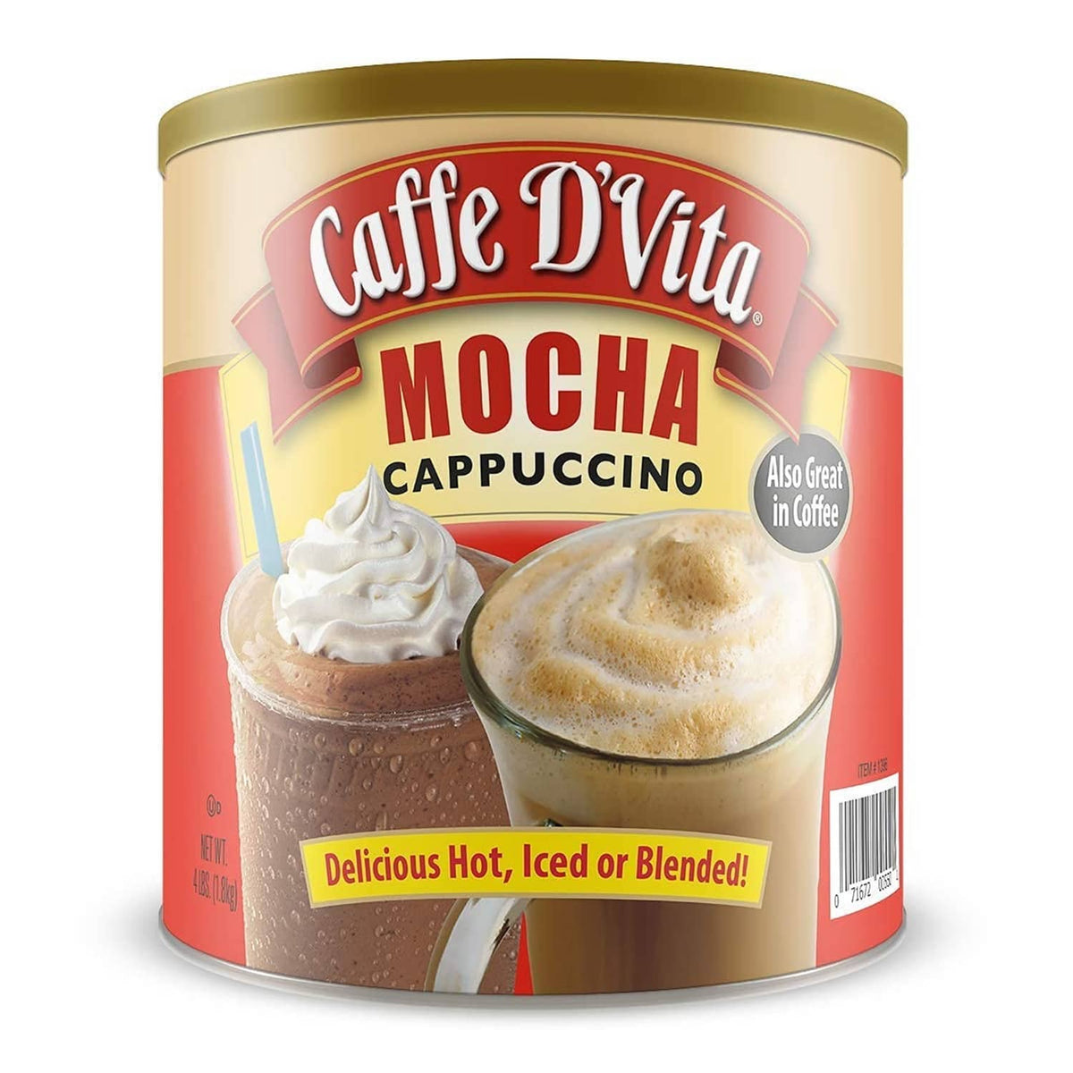 Caffe D’Vita mocha cappuccino mix instant drink can with front label
