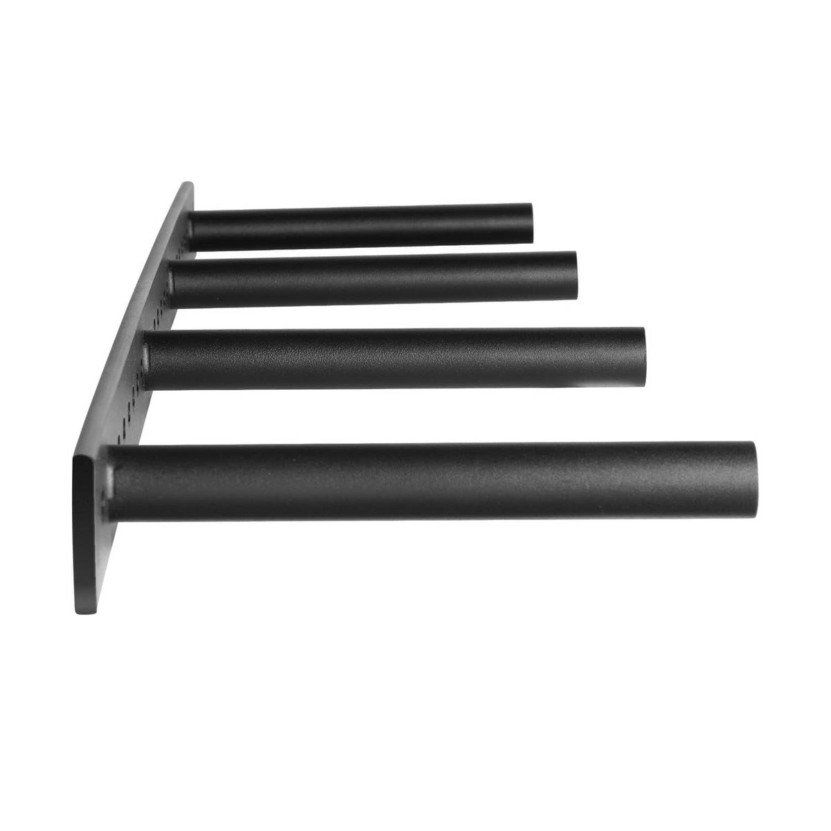 Heavy-duty floating shelf bracket with black support arms and mounting plate
