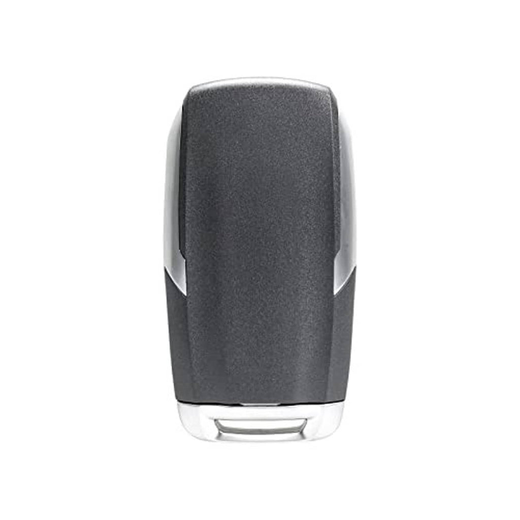 Black keyless entry remote fob back view with smooth housing and metal key slot