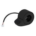 Black electric scooter thumb throttle replacement with textured pad and wiring connector