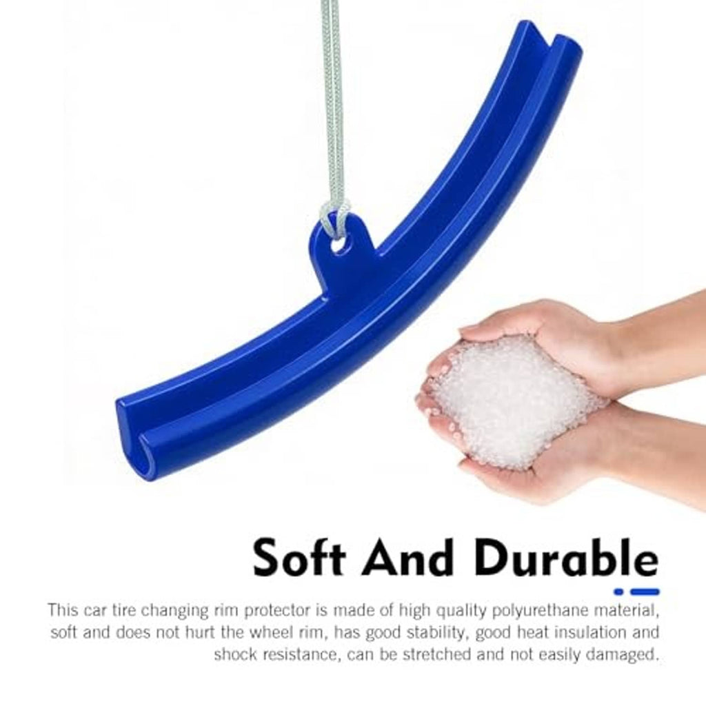 Blue rim protector guard with hanging rope loop