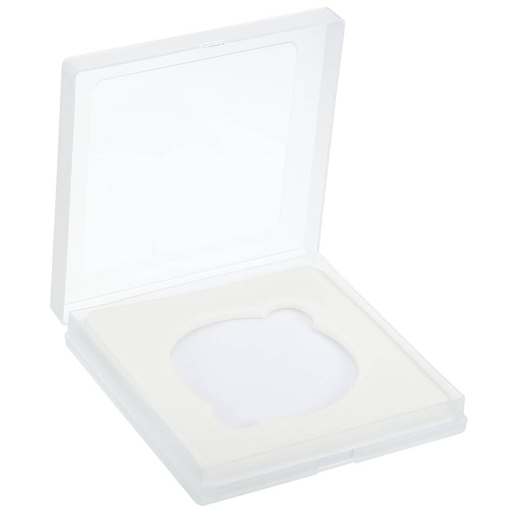 67mm lens filter case, hinged clear lid with white insert for one filter