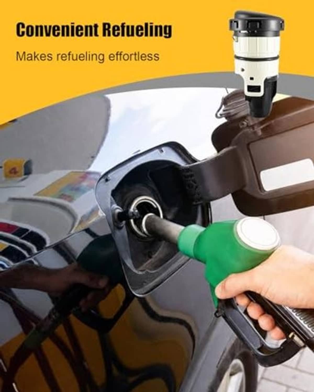 Capless fuel filler opening with installed cap and fueling nozzle inserted