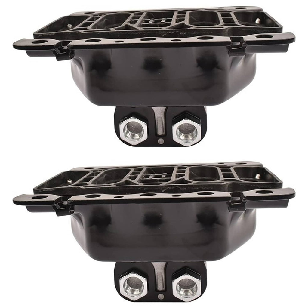 Pair of black engine mounts with steel brackets and mounting bolts