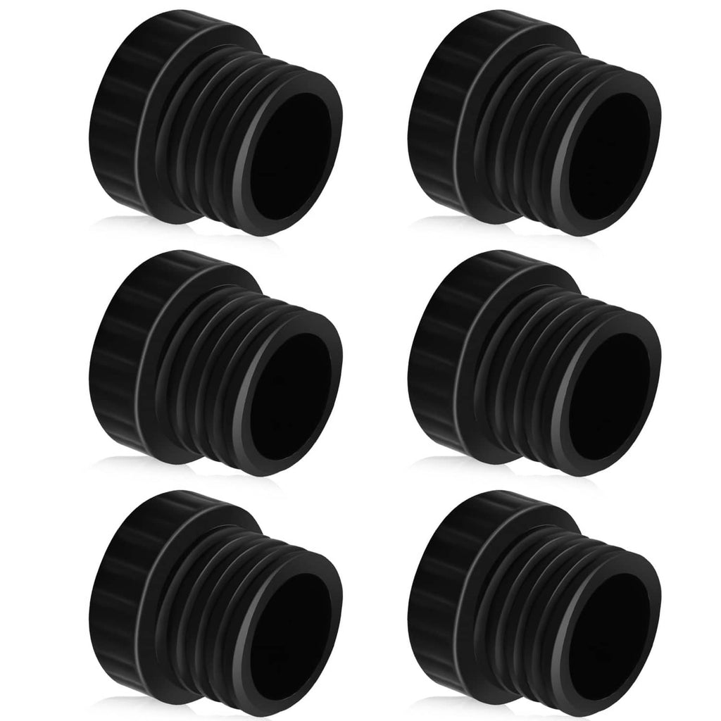 Black ribbed light bulb socket covers, 6-pack protective caps for unused sockets