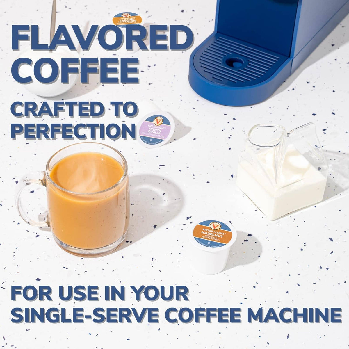 Flavor coffee pods for single-serve machine, cup and creamy drink