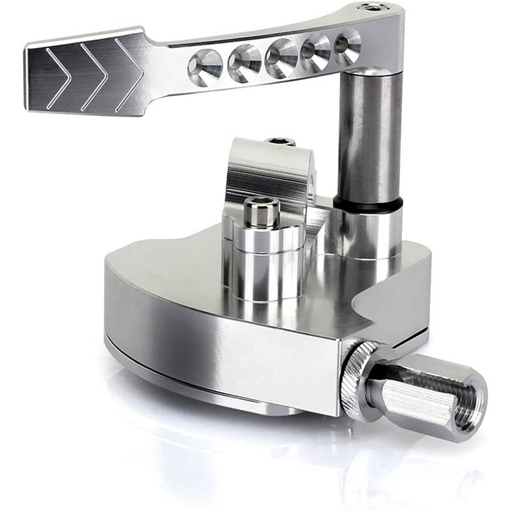 Billet thumb throttle in silver and black with arrow plate and crystal-look button row