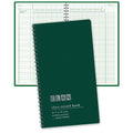 Spiral-bound class record book with dark green cover and ruled record pages