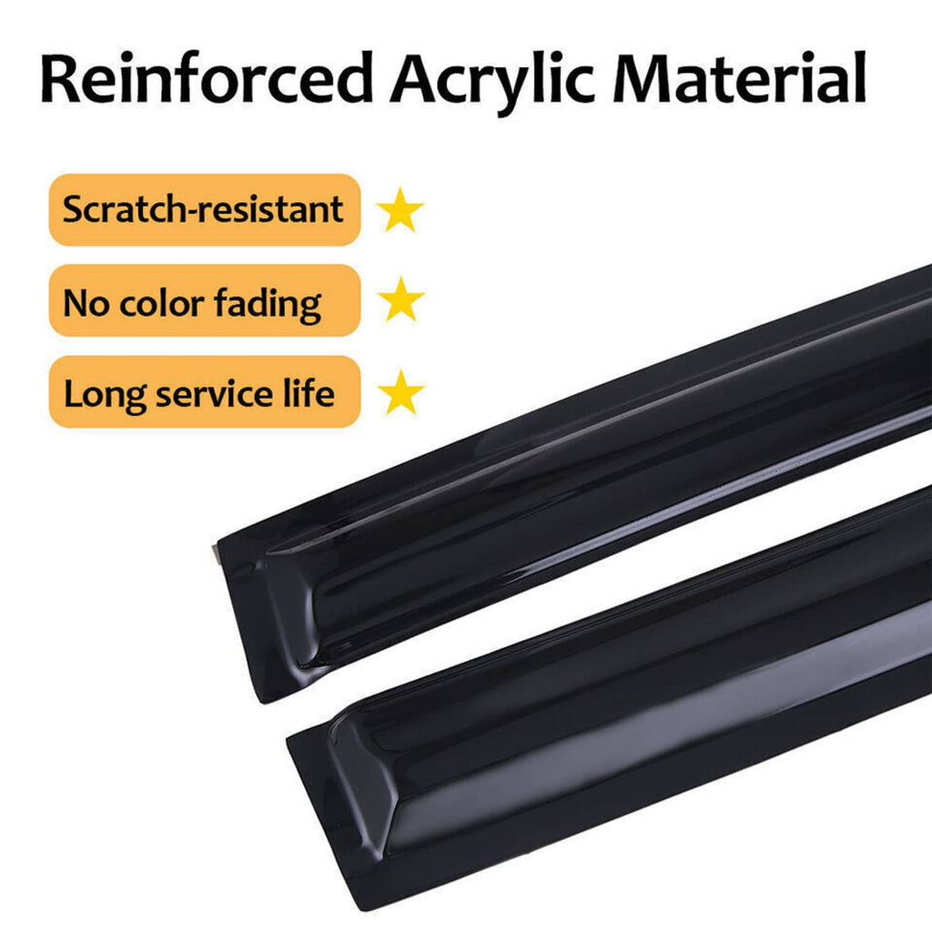 Black tinted rain guard visor set made from reinforced acrylic material