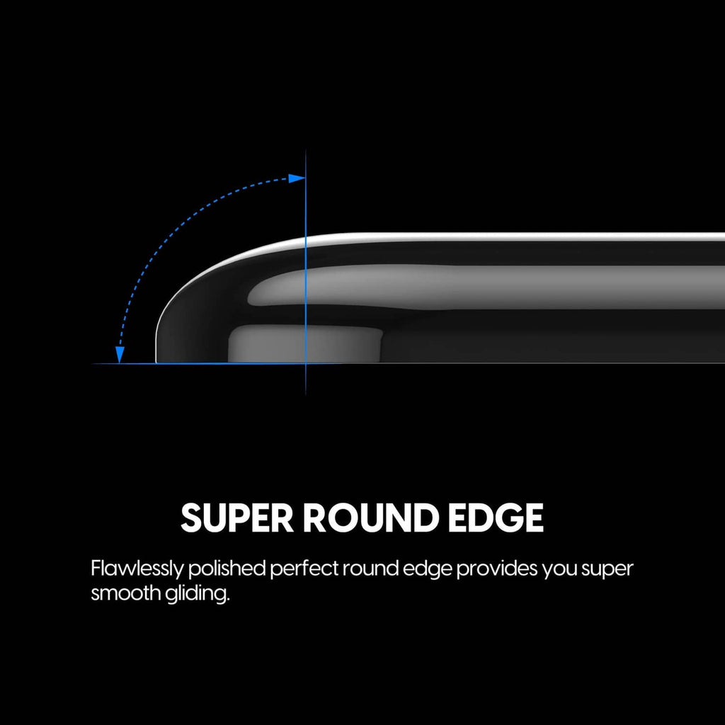 Superglide mouse skate super round edge, polished curved edge detail