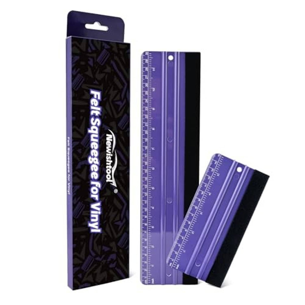 Two purple felt squeegees with measuring rulers for smooth, accurate vinyl application