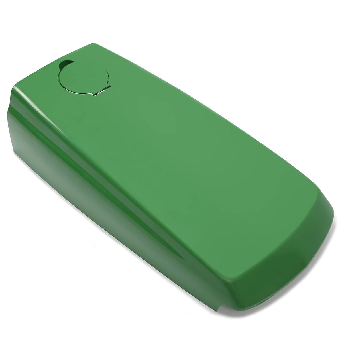 Green tractor upper hood with fuel door cutout and long curved top section