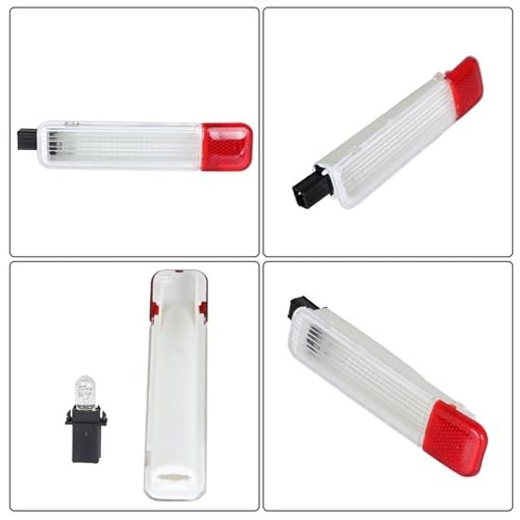 Door reflector light panel set showing side and end views with red textured lens ends