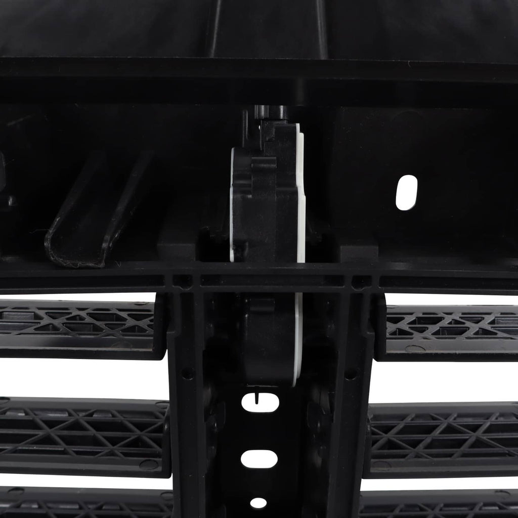 Air shutter grille bracket and linkage detail with central black actuator mount