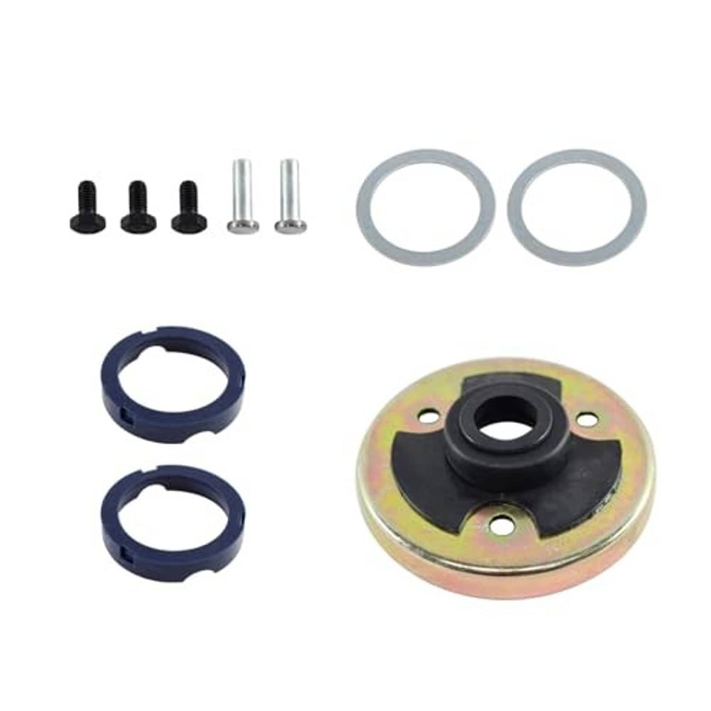 Manual shift re-build kit parts with steel plate, black bushing, 2 seals, blue rings, pins