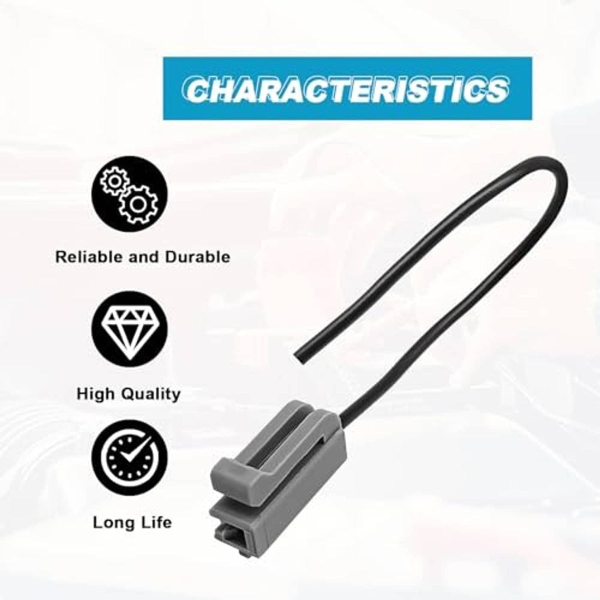 Alternator pigtail wiring harness with gray connector and two black wires