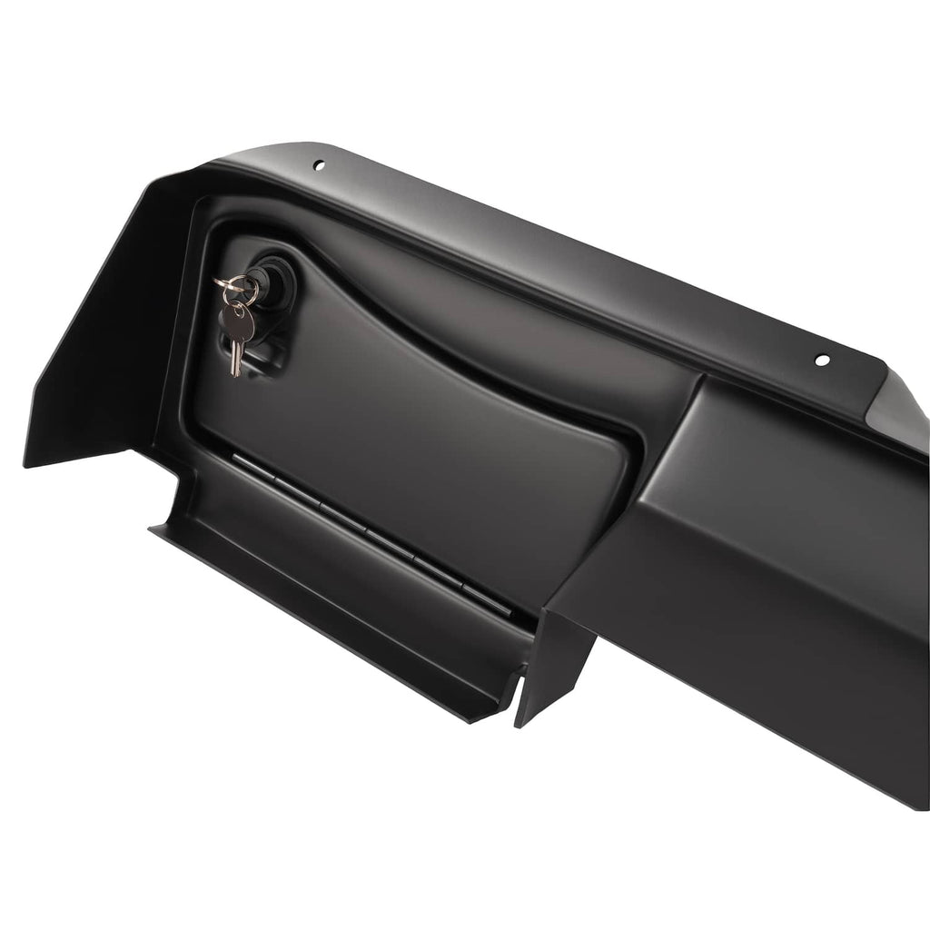 Matte black dashboard cover with lock cylinder opening and contoured molded panel