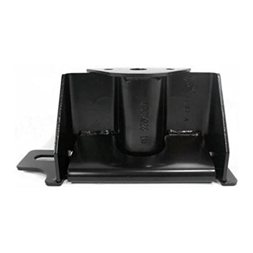 Front bumper bracket housing with bolt holes and side tabs, black metal