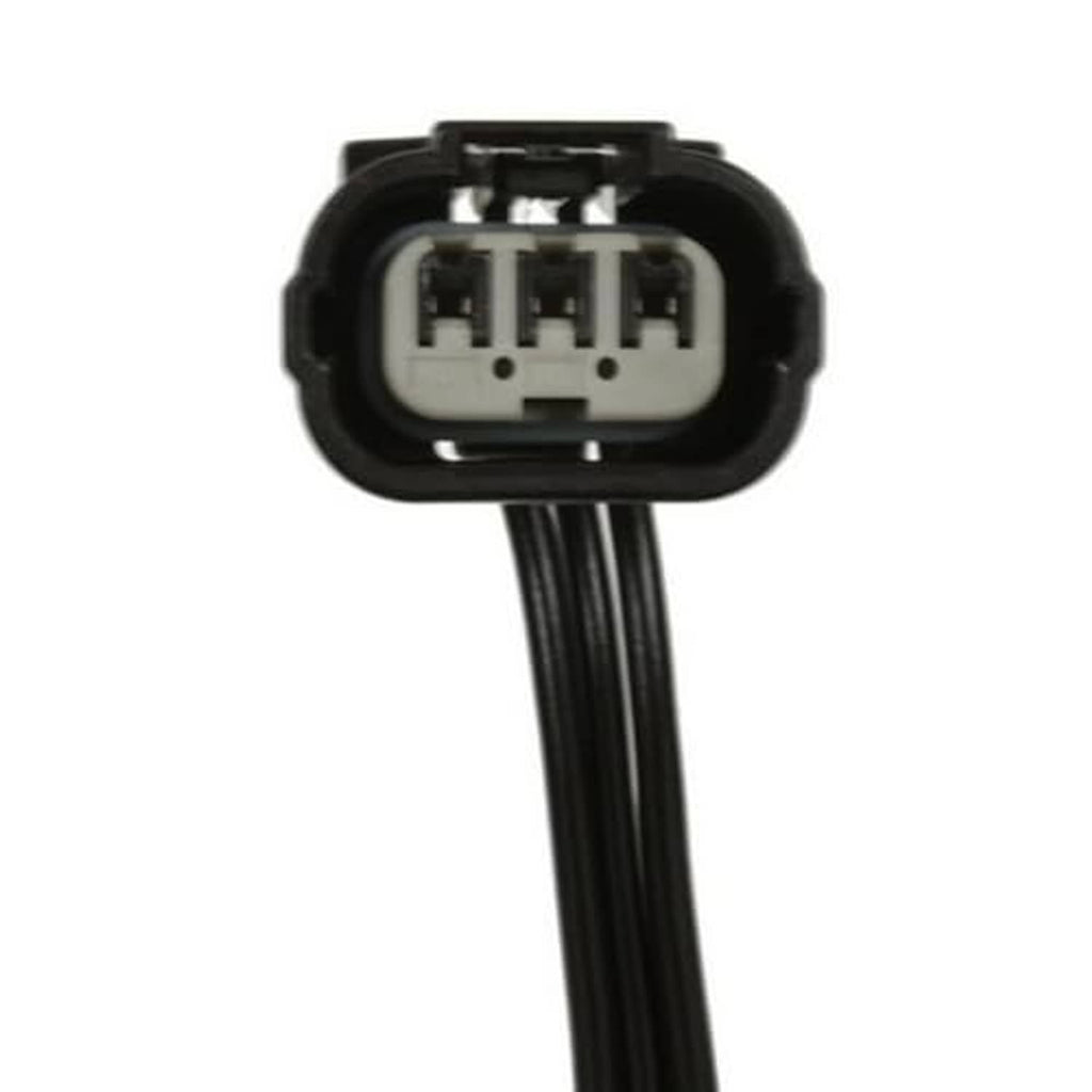 Throttle position sensor connector plug with three pin openings and wire leads
