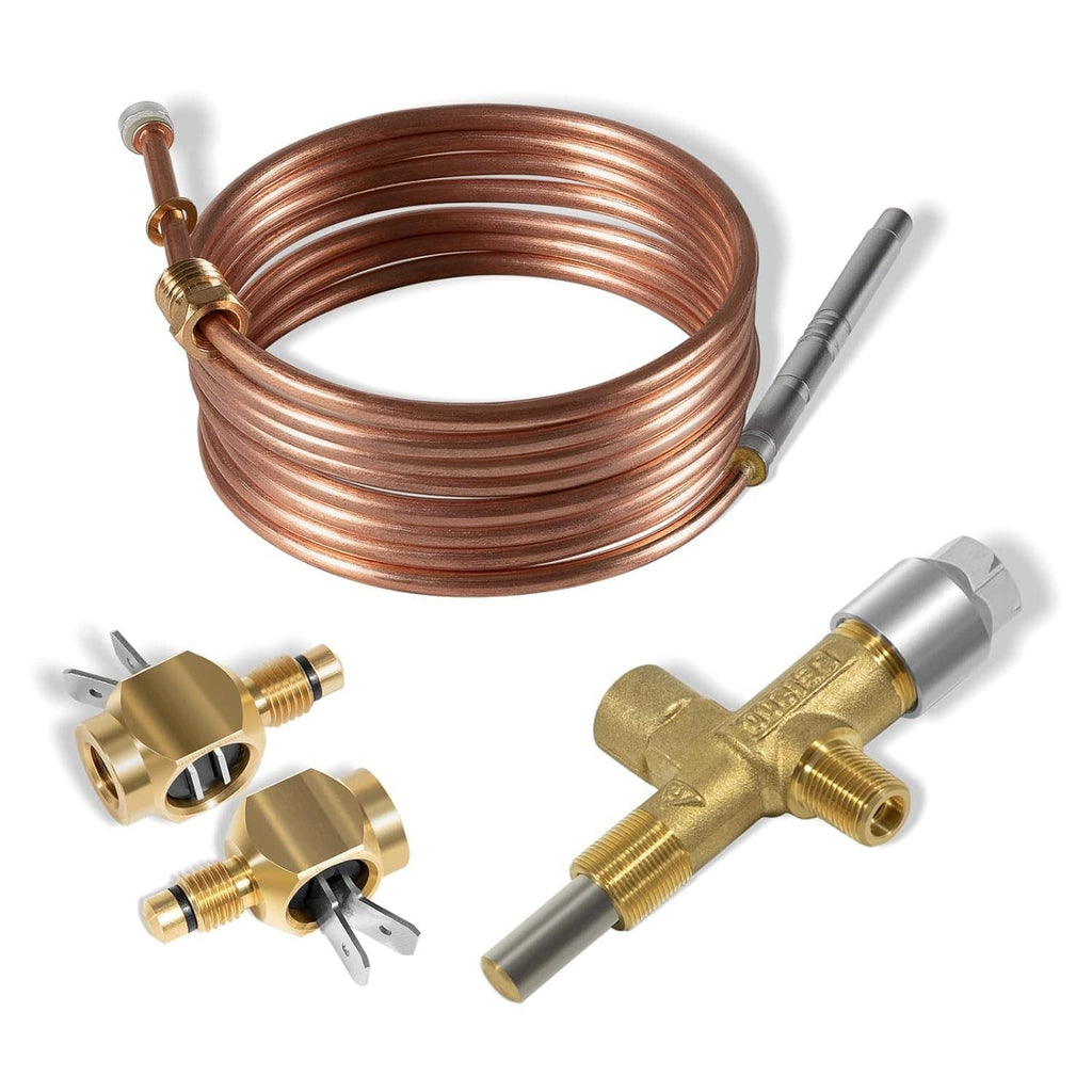 Brass thermocouple assembly with copper coil lead and metal connector ends