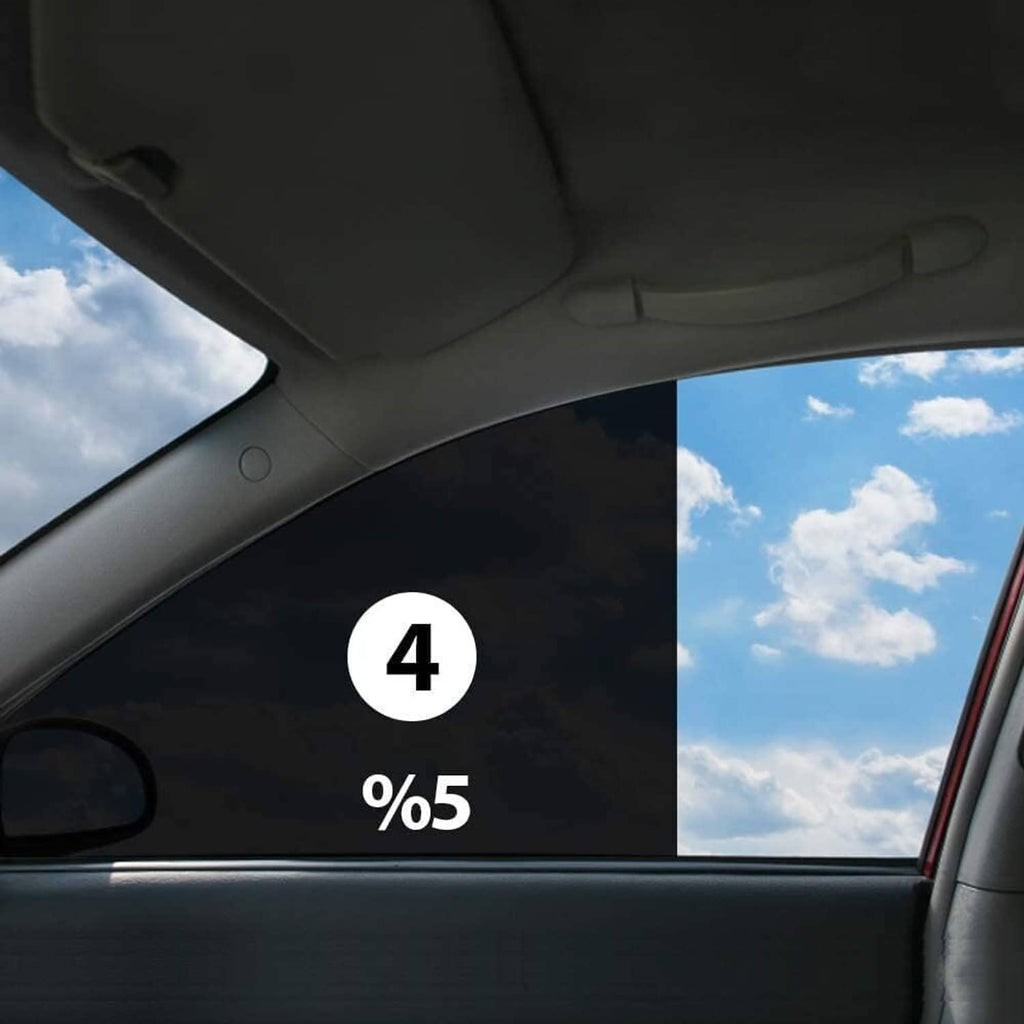 Car window tint film with %5 level indicator on side glass