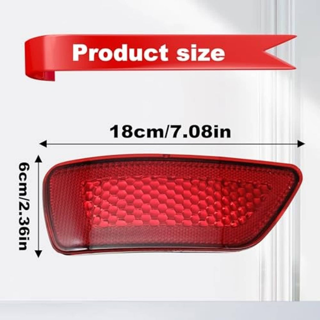 Red rear bumper reflector light size 18 cm x 6.1 cm, honeycomb lens