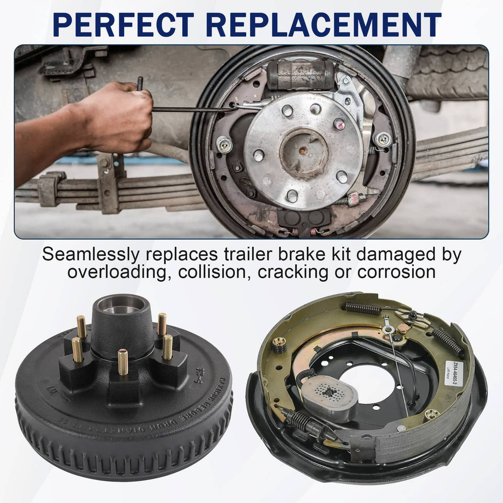 Replacement brake drum kit with a brake backing plate and two drum housings