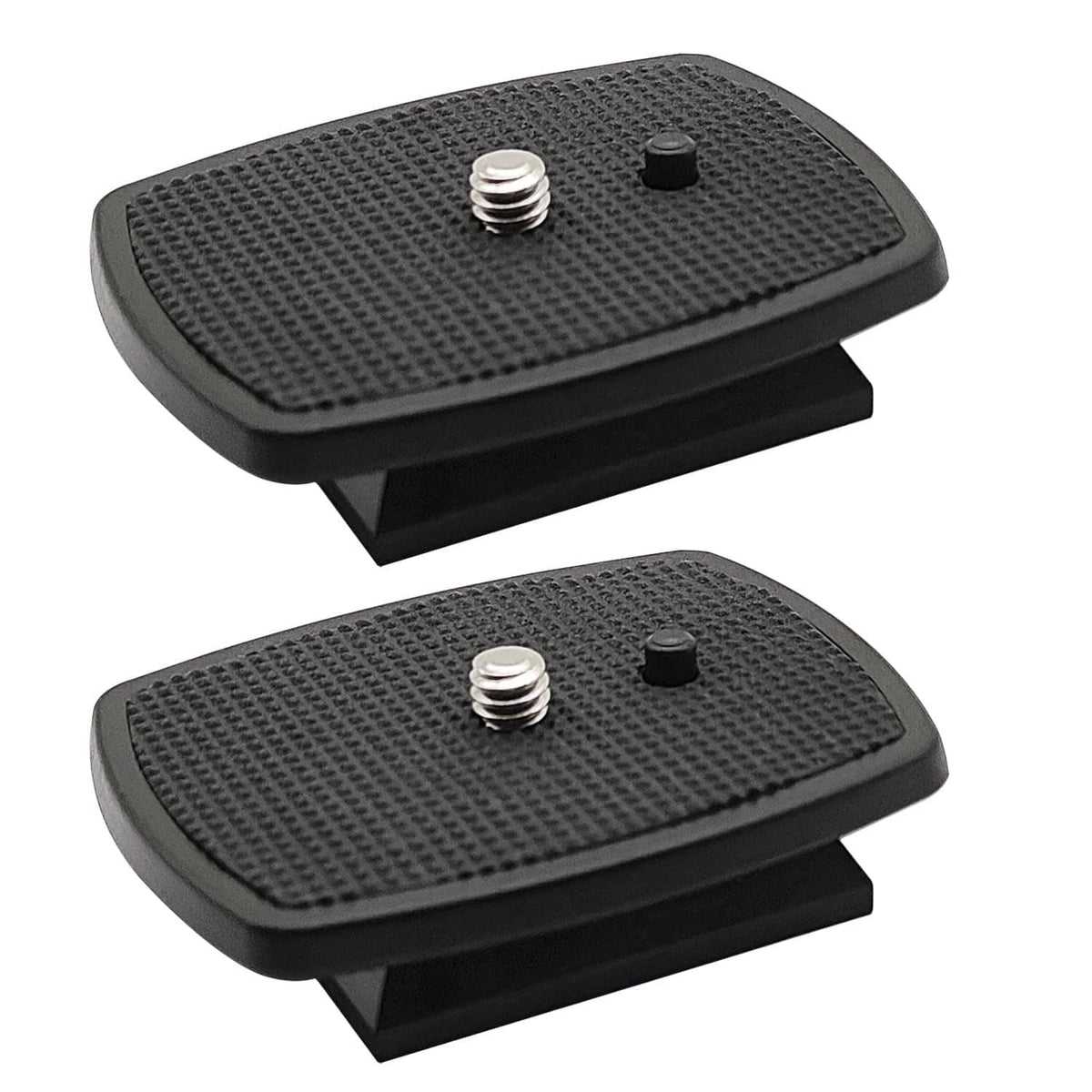 Black 42mm tripod quick release plate set with textured top and 1/4 screw