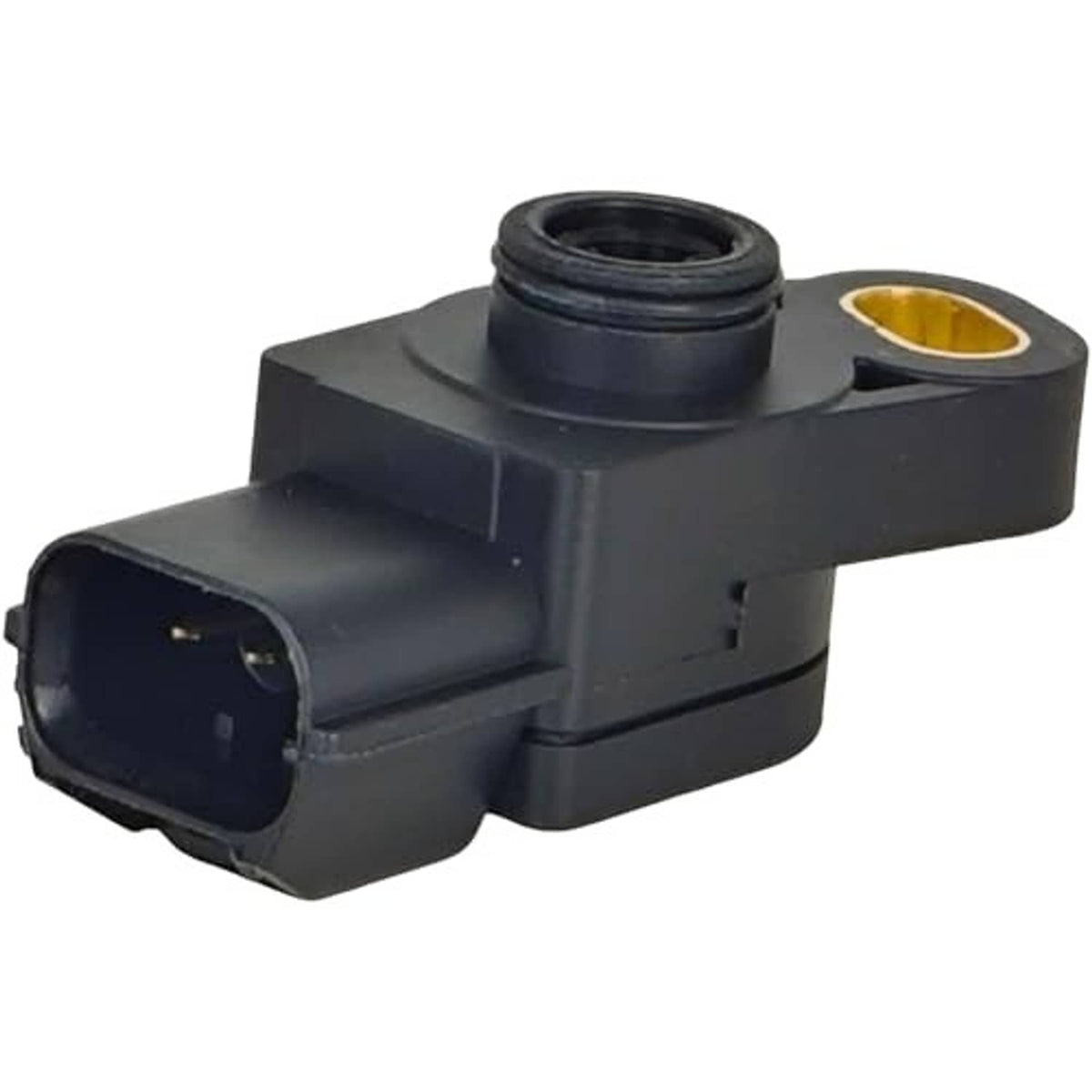 Black throttle position sensor with left plug connector and top threaded inlet