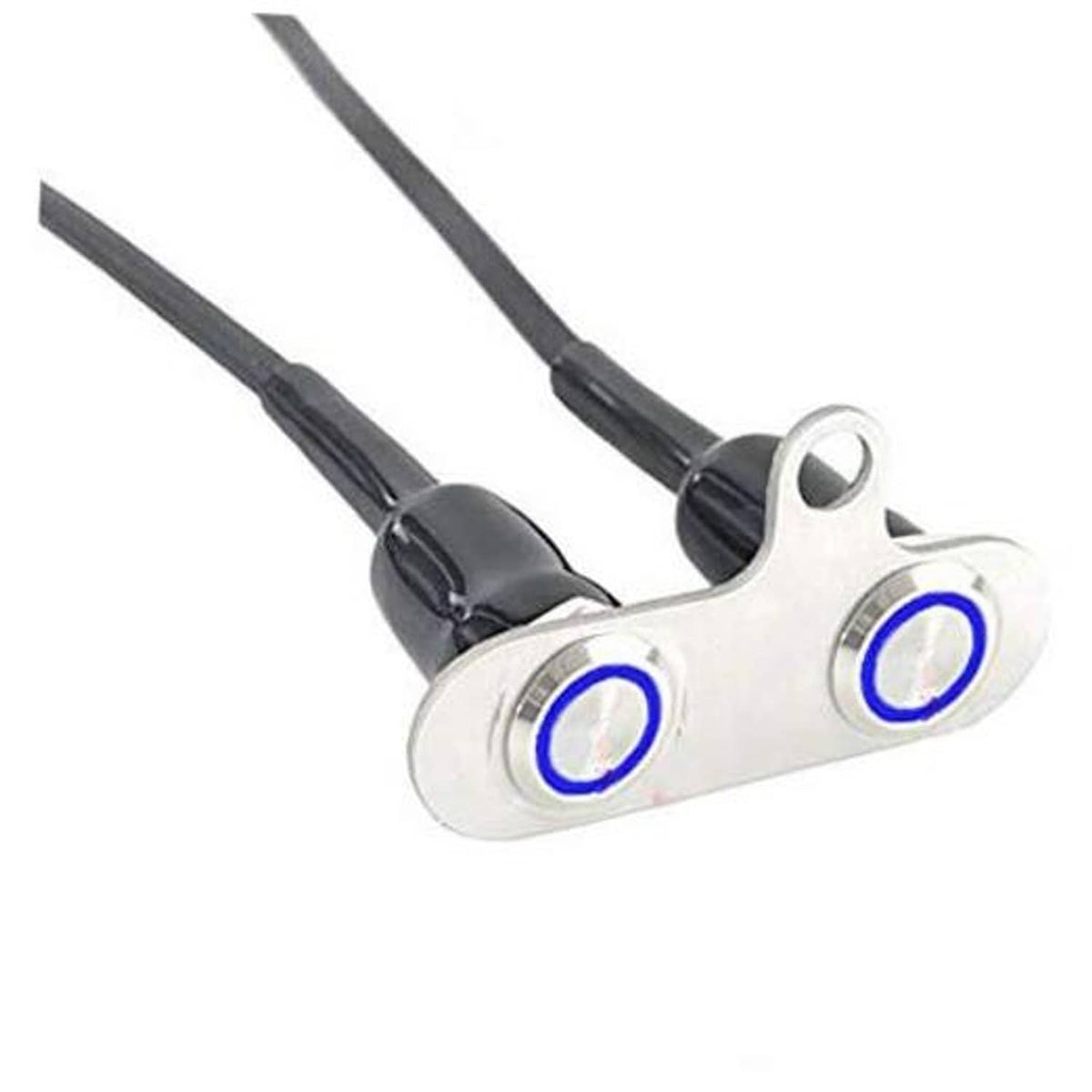 Stainless steel handlebar ON-OFF switch with two blue LED indicator buttons