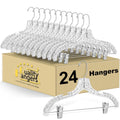 Clear plastic skirt hangers with chrome hooks and clamp clips, set of multiple