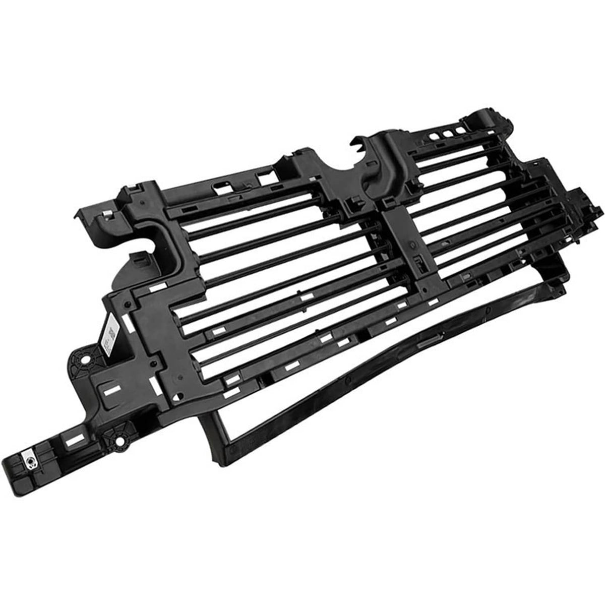 Black air intake grille shutter insert with horizontal slats and side support tabs