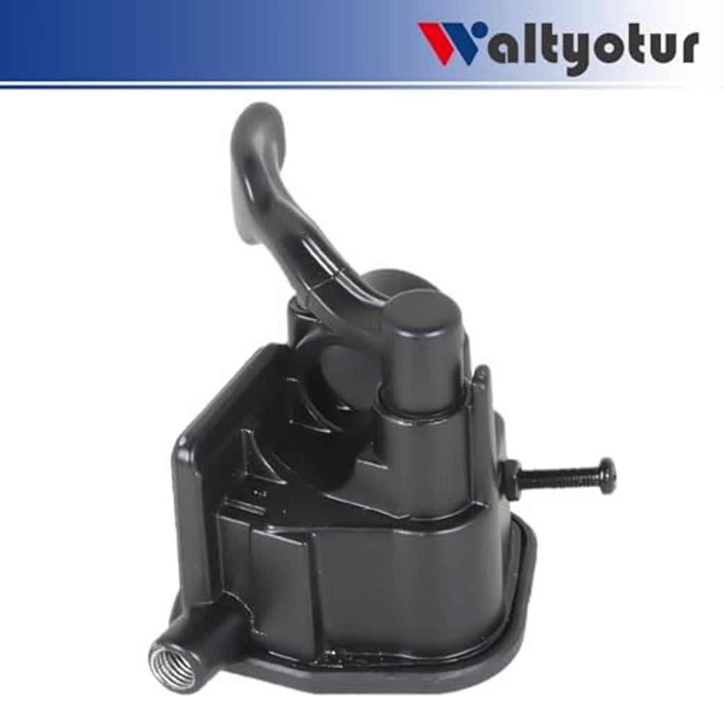Black throttle housing with curved lever and side mounting screw