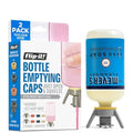 Pastel bottle emptying caps kit with base cap and adapter set, 2-pack