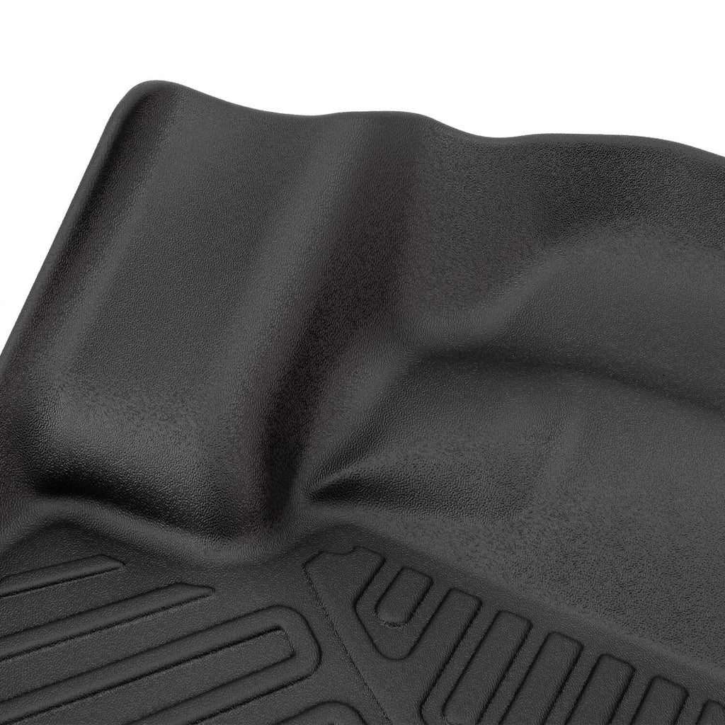 Close-up black rubber mat surface with embossed grip lines and texture