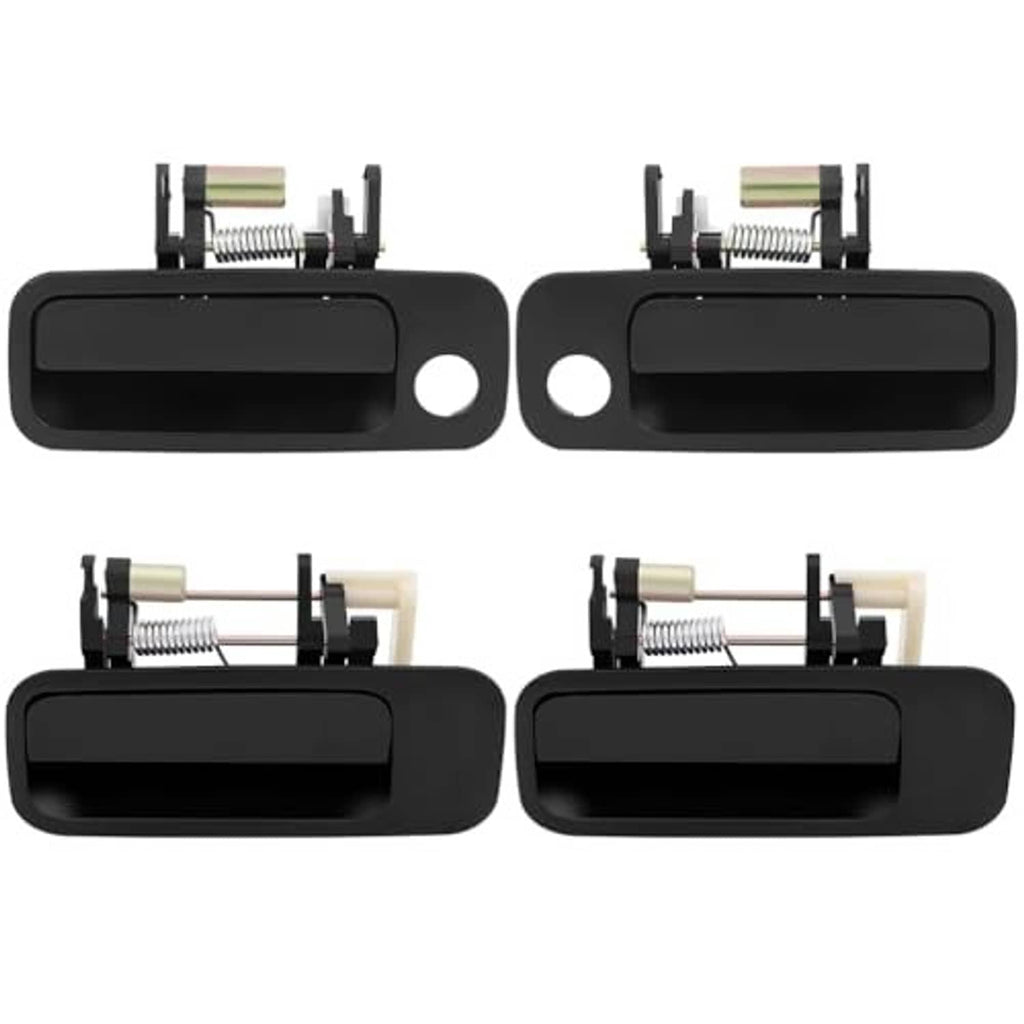 Exterior door handle replacement set, black handle covers with exposed spring mechanism