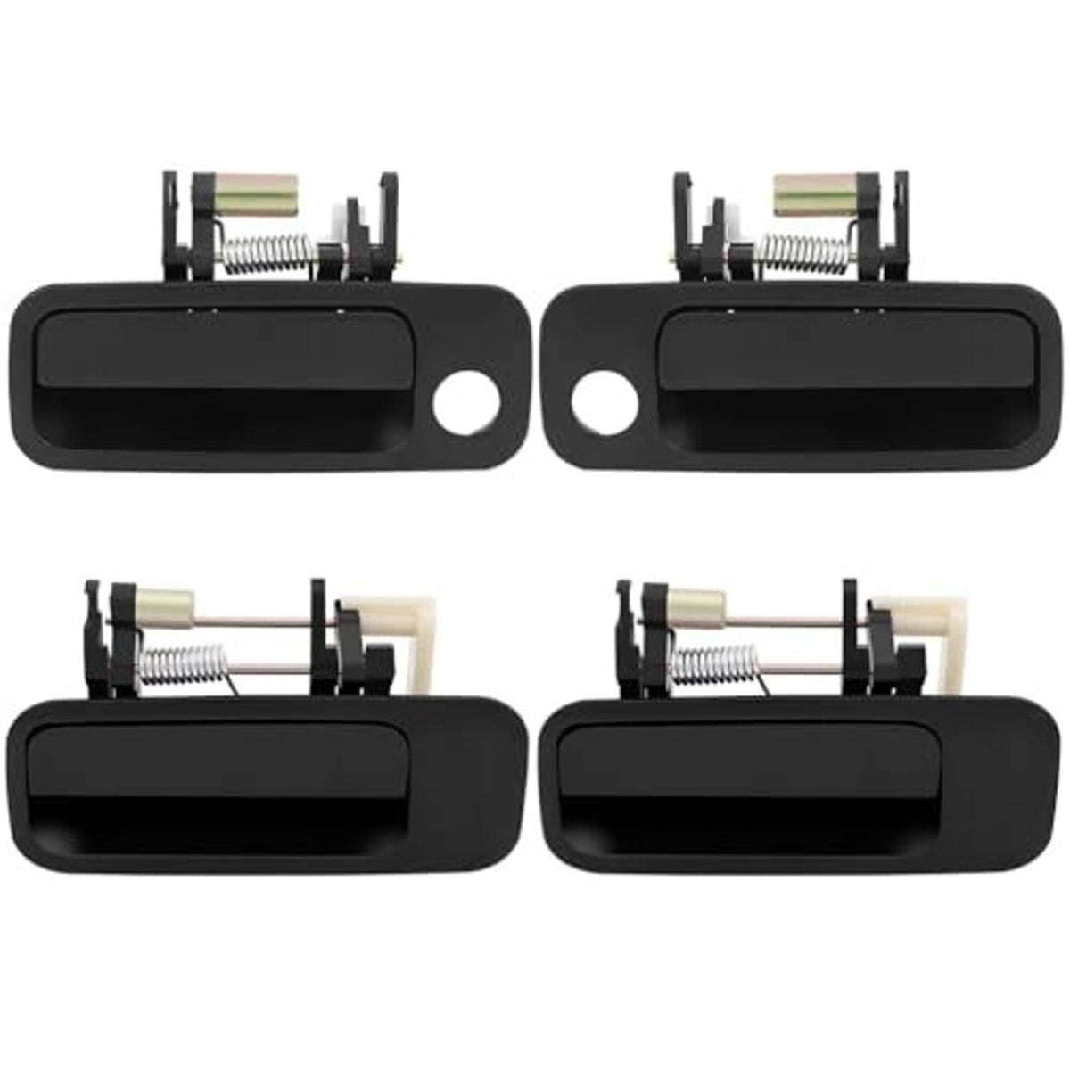 Exterior door handle replacement set, black handle covers with exposed spring mechanism