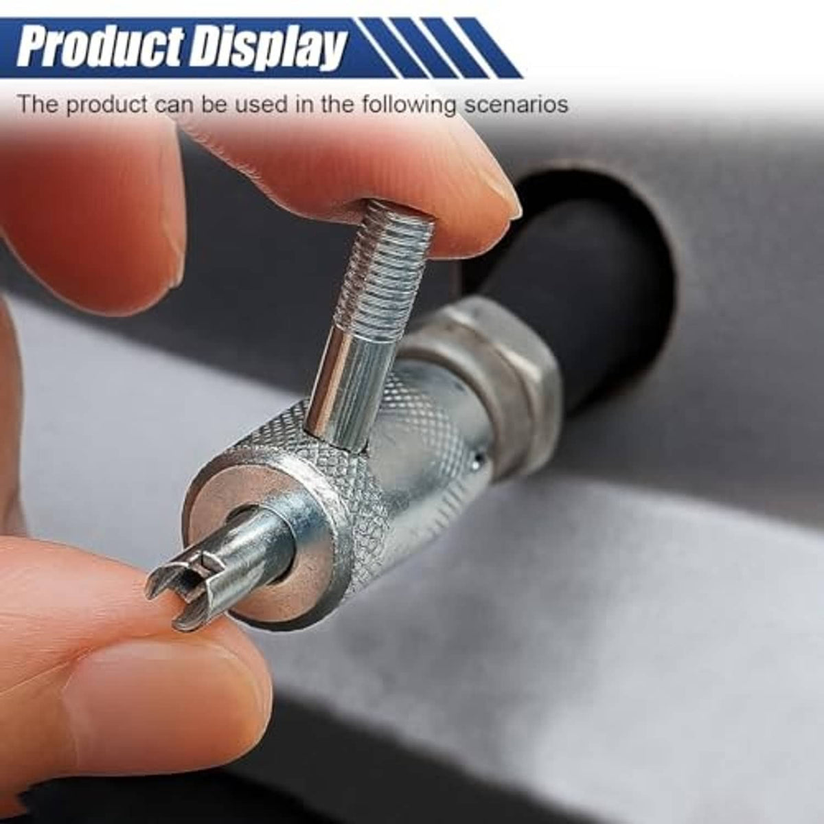 Metal 4-in-1 tire valve core tool with screwdriver tip for car valves