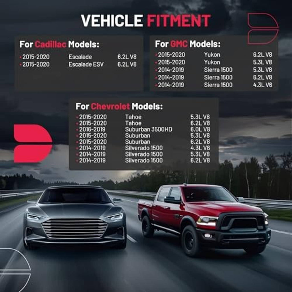 Vehicle fitment promotional graphic with cars and a model list overlay