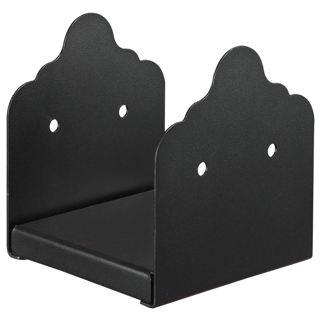 Black 6x6 post base bracket pair, curved-top plates with screw holes and flat base