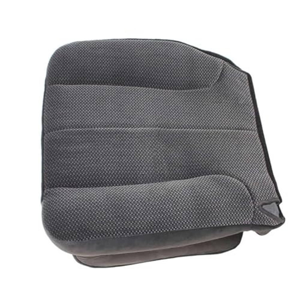 Dark gray cloth front driver seat bottom replacement cover, textured fabric