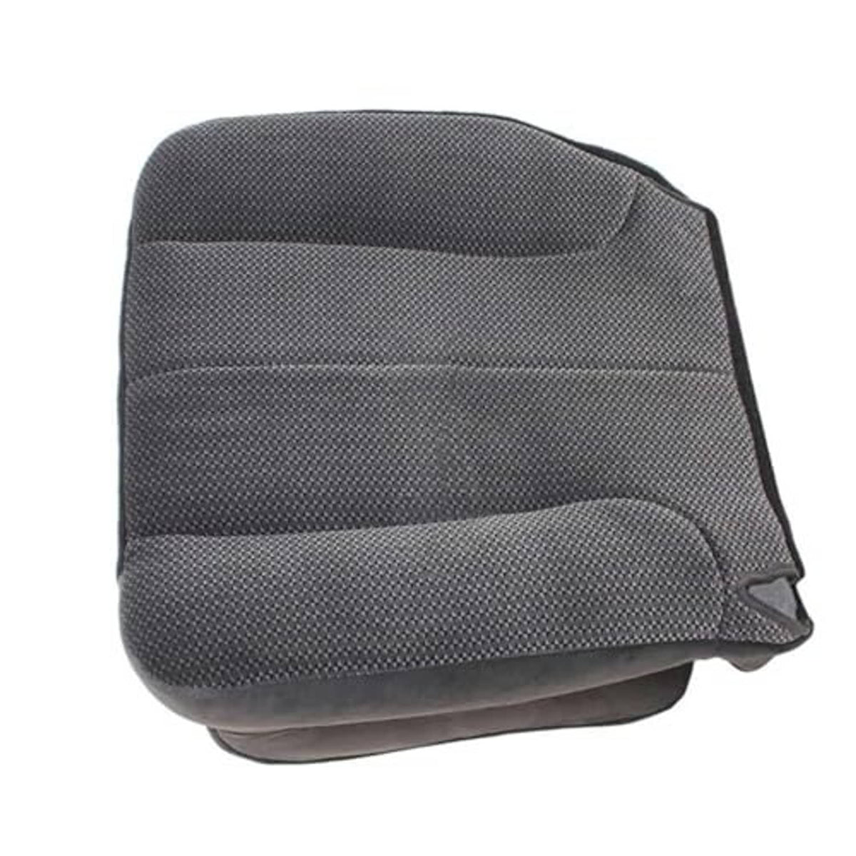 Dark gray cloth front driver seat bottom replacement cover, textured fabric