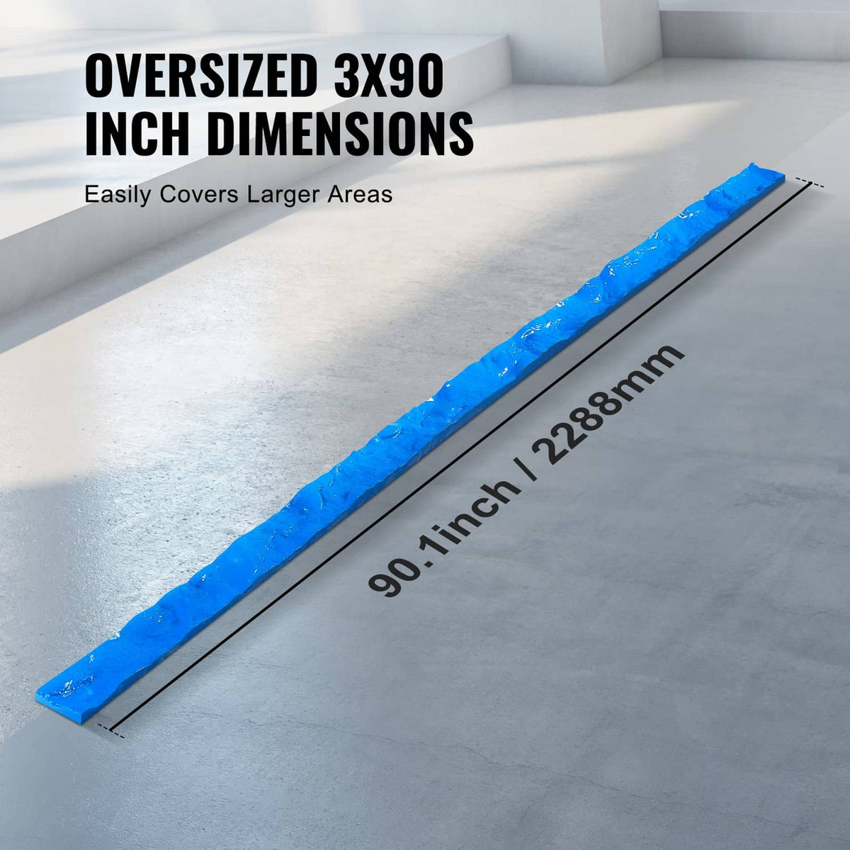 Blue polyurethane concrete stamp strip, 90 in length, for countertop and bench edging
