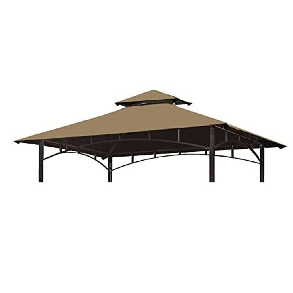 Khaki double-tier gazebo replacement canopy top with dark support frame