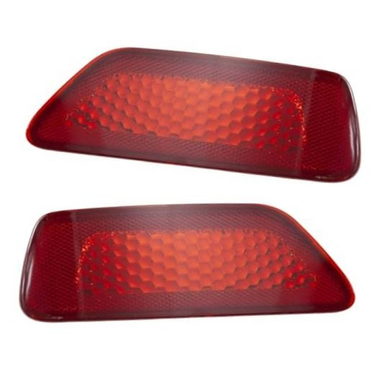 Red rear bumper reflector lens, honeycomb texture, single unit