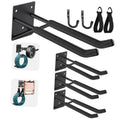 Black heavy-duty garage ladder hooks with rubber-coated U grips and mounting plates