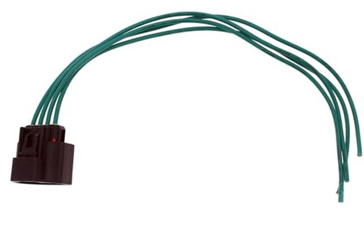 Throttle body wiring connector with green wire leads and brown connector plug