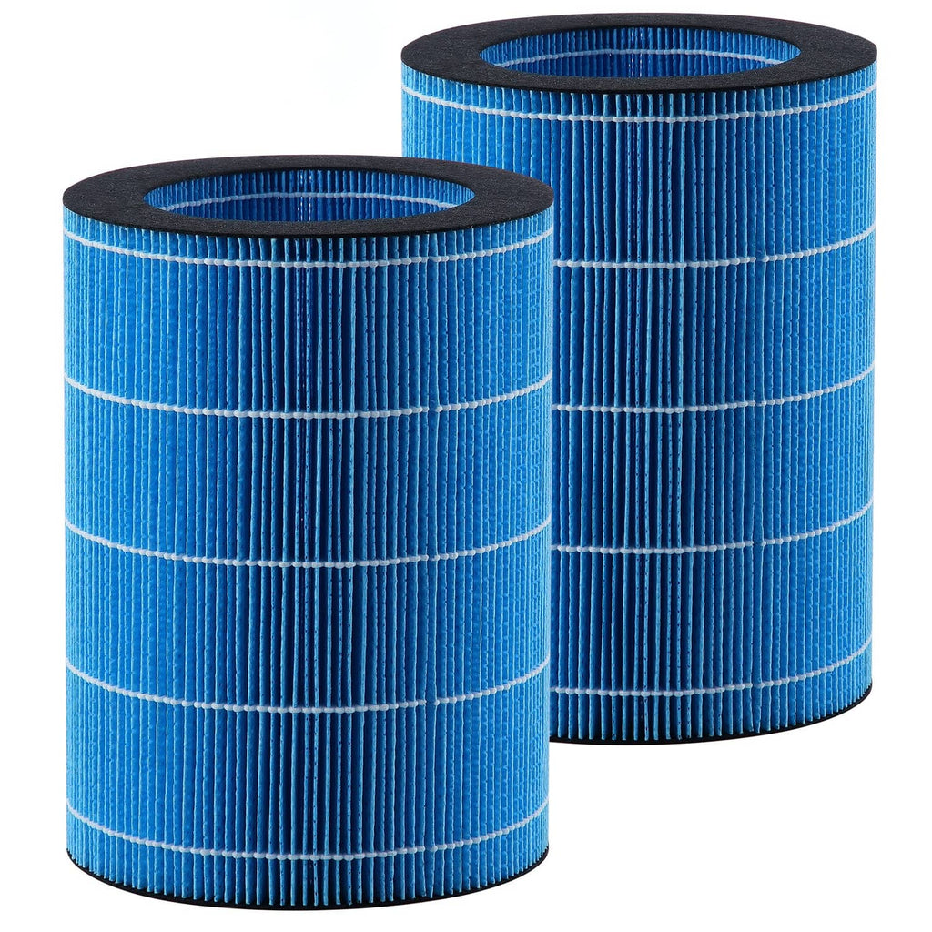 Blue pleated humidifier replacement filter cartridges, 2-pack, black end caps