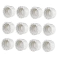 Set of 12 white PVC sprinkler end caps with threaded interiors